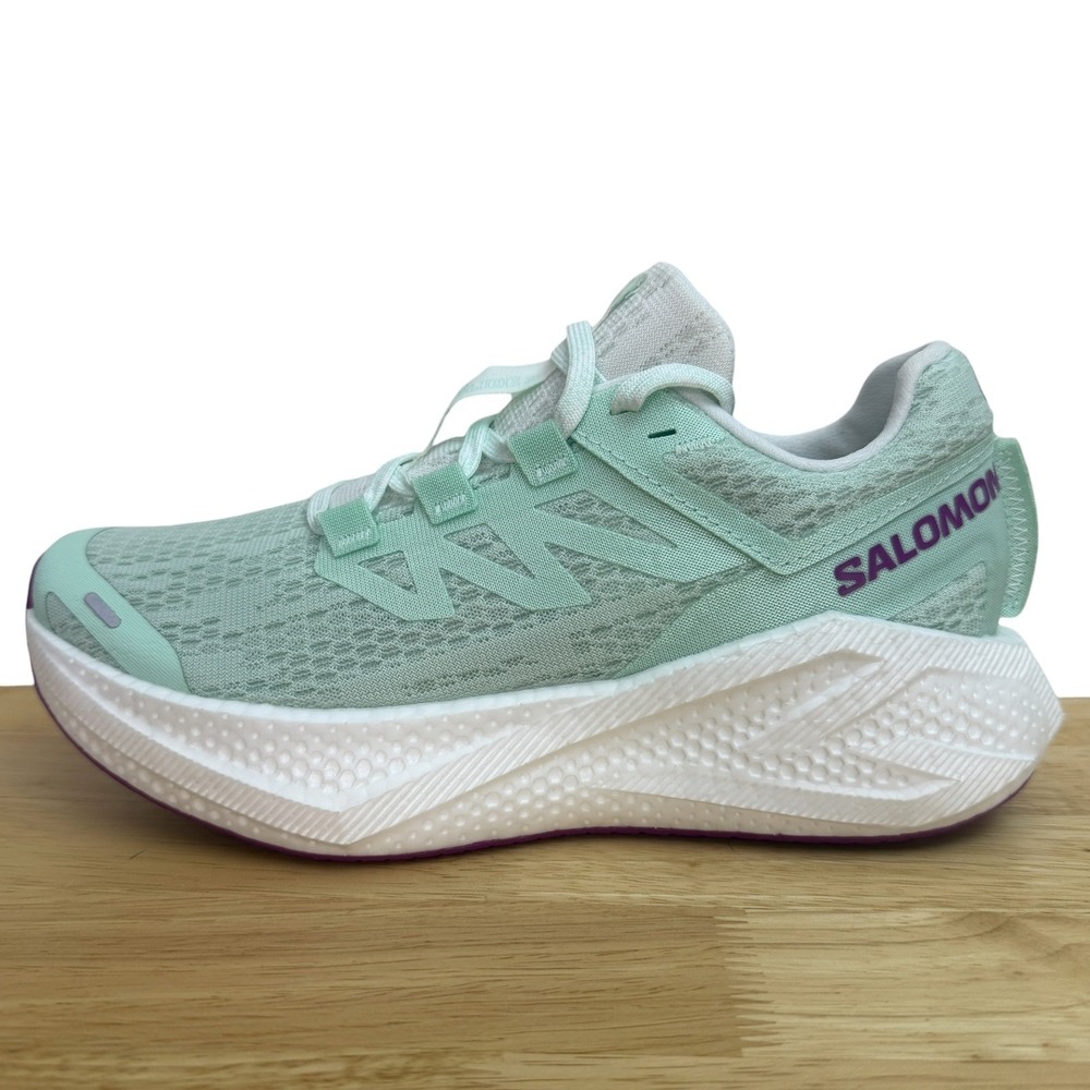 NEW Salomon Aero Glide 3 Womens Size 5 Running Shoes White/ Mint Green / Purple - Picture 1 of 10